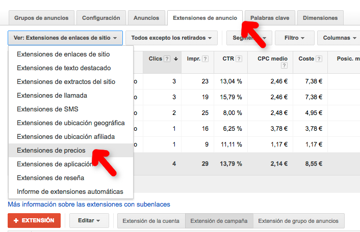 tarifas adwords