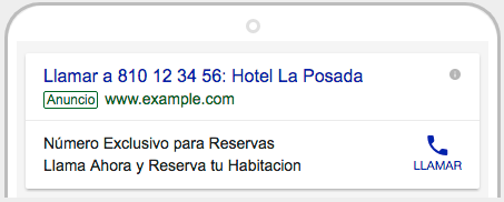 ejemplo de anuncio solo llamada